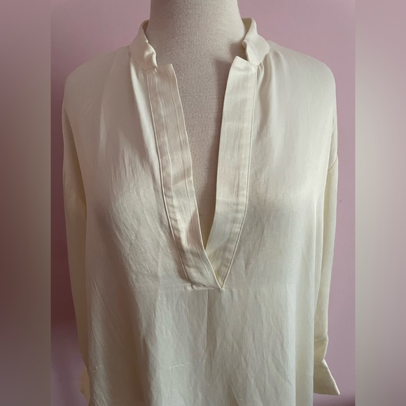 Zara Cream Long Sleeve Relaxed Blouse - Picture 2 of 6